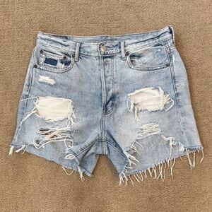 American Eagle Outfitters Light Blue Distressed Denim Cutoff Shorts
